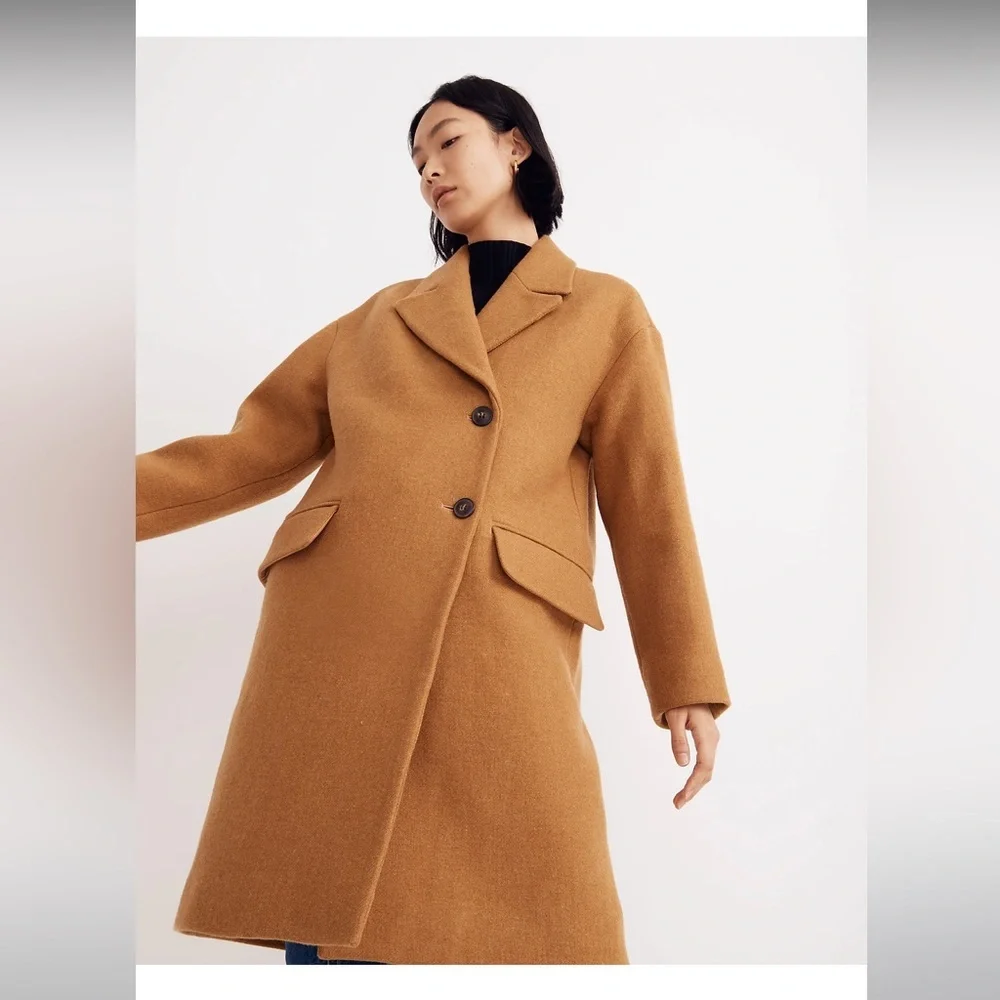 Madewell Haydon Wool Cashmere Top Car Coat Insuluxe Heather Toffee Womens Large - Picture 4 of 12